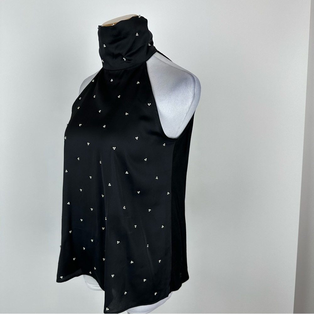 Ann Taylor Pearlized Detail Black Halter Top Size Small Petite - Picture 6 of 8